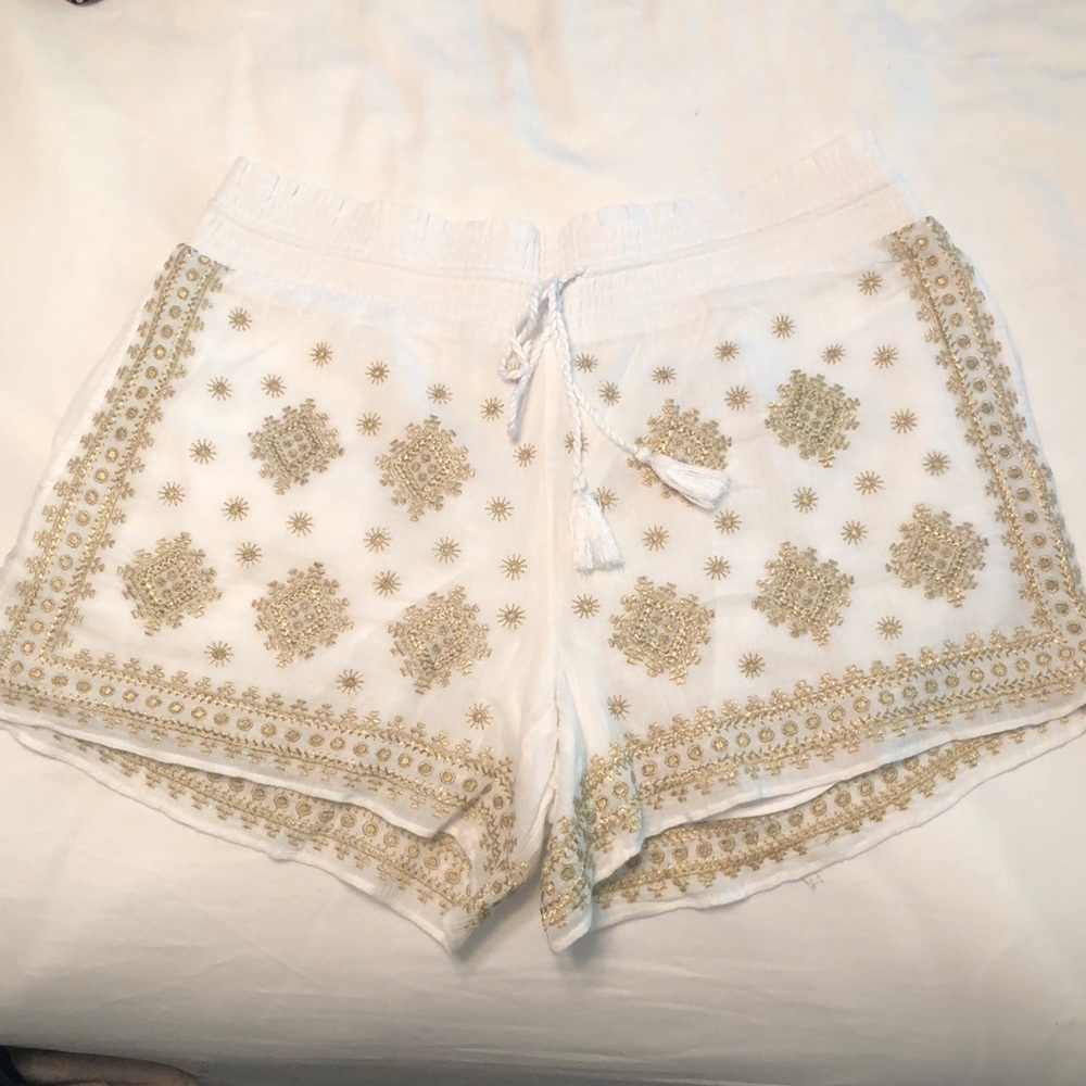 White drawstring shorts